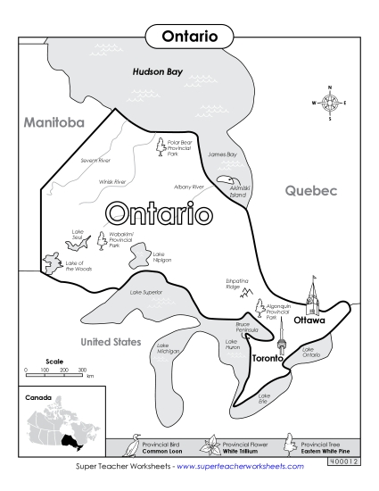 Maps - Ontario Map (Black & White)