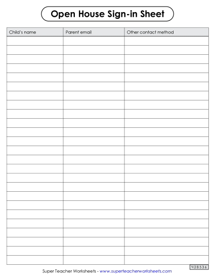 Open House Tools - Open House Sign-in Sheet