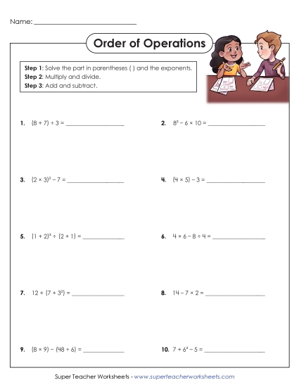 Whole Numbers Only - Order of Operations