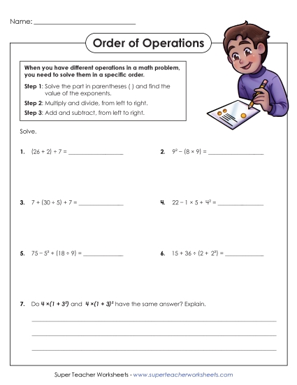 Intermediate (Incl. Parenthesis & Exponents) - Order of Operations w/ Short Answer Intermediate (Incl. Parenthesis & Exponents) - Order of Operations w/ Short Answer