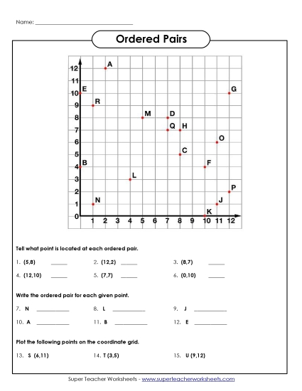 Basic (Positive Numbers to 20) - Ordered Pairs 1