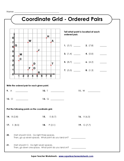 Basic (Positive Numbers to 20) - Ordered Pairs 2 Basic (Positive Numbers to 20) - Ordered Pairs 2