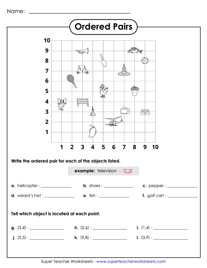 Basic (Positive Numbers to 20) - Ordered Pairs  - Icons