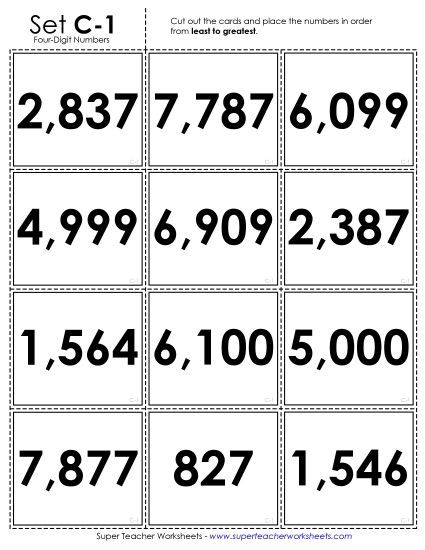 Ordering Numbers - Ordering: Card Sort Game (4-Digit) Ordering Numbers - Ordering: Card Sort Game (4-Digit)