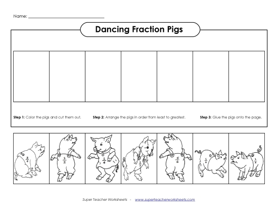 Ordering & Counting - Ordering Fractions: Dancing Pigs