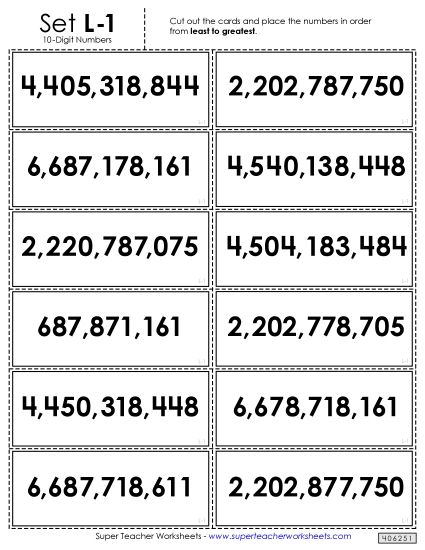 Place Value - Ordering Numbers Card Sort Game (10-Digit) Place Value - Ordering Numbers Card Sort Game (10-Digit)