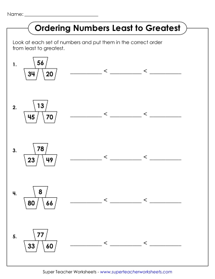 Ordering Numbers - Ordering Numbers: Least to Greatest (2-Digit) Ordering Numbers - Ordering Numbers: Least to Greatest (2-Digit)