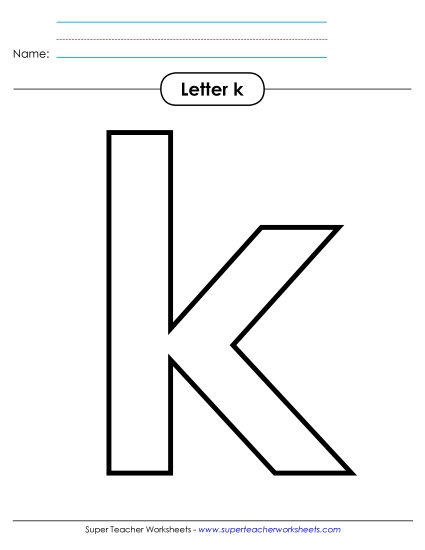 Letter Recognition - Outline - Lowercase k