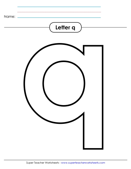 Letter Recognition - Outline - Lowercase q (Straight Q) Letter Recognition - Outline - Lowercase q (Straight Q)