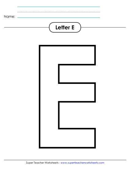 Letter Recognition - Outline - Uppercase E Letter Recognition - Outline - Uppercase E