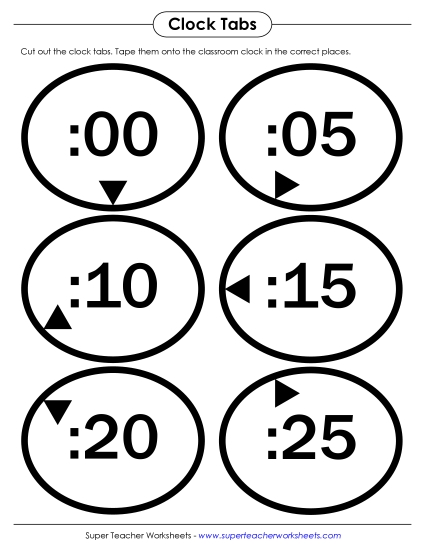 Tabs for Classroom Clock - Oval Clock Tabs