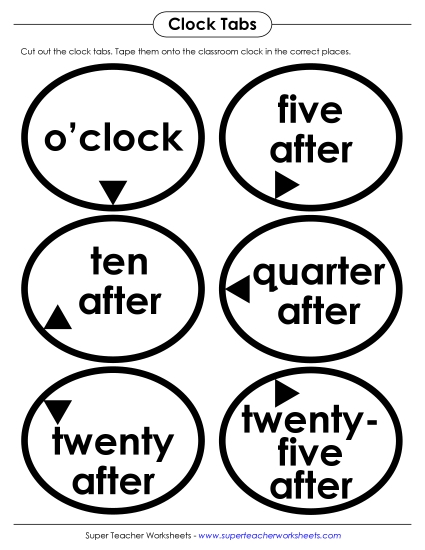 Tabs for Classroom Clock - Oval Clock Tabs (Advanced)