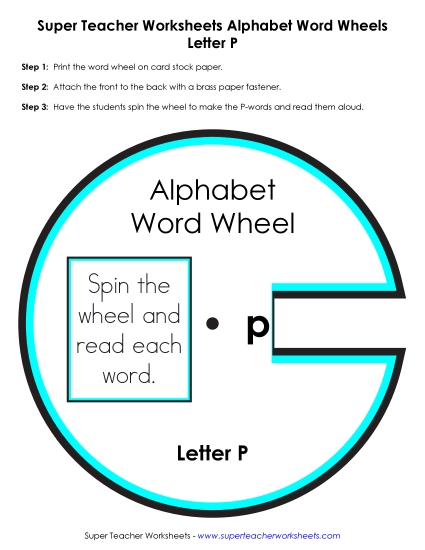 Word Wheel - P -  Word Wheel (Printable PDF Worksheet)