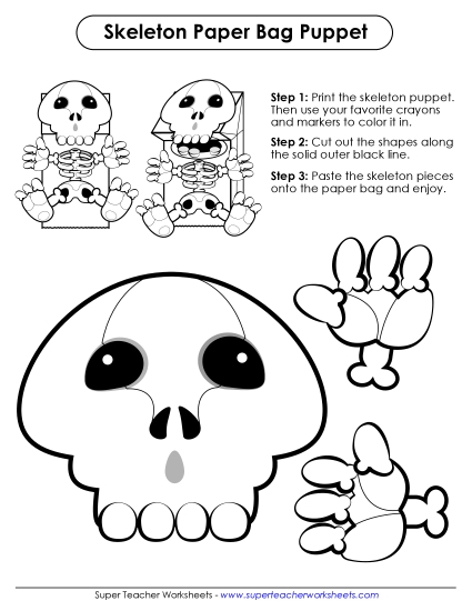 Paper Bag Puppets - Paper Bag Puppet: Skeleton
