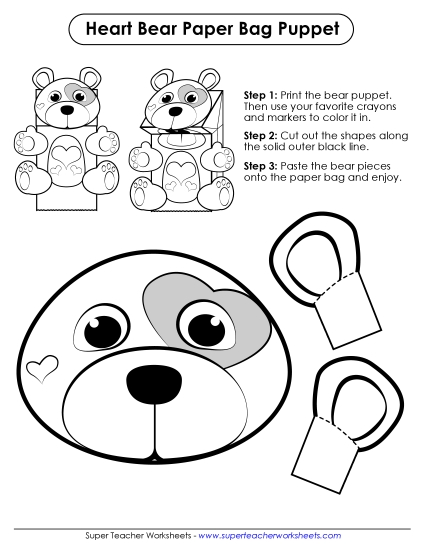 Valentine Crafts & Activities - Paper Bag Puppet: Valentine Bear Valentine Crafts & Activities - Paper Bag Puppet: Valentine Bear