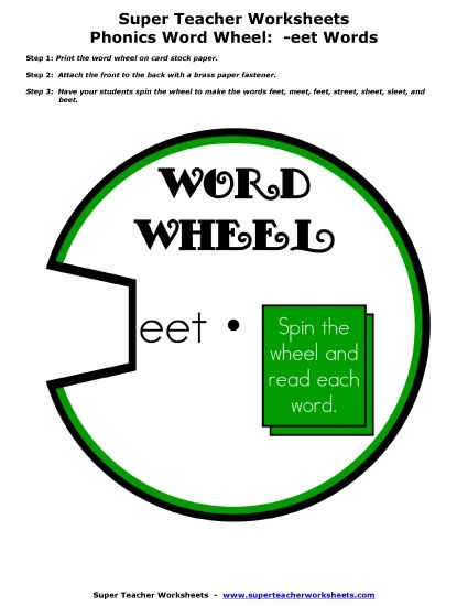 Word Wheels - Paper Word Wheel: -eet Words Word Wheels - Paper Word Wheel: -eet Words