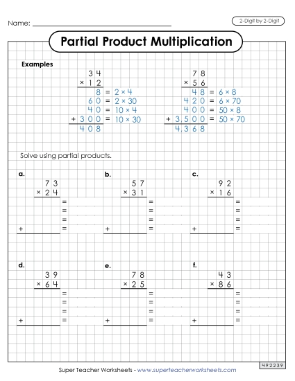 2-Digit by 2-Digit - Partial Products Graph Paper (2-Digit by 2-Digit) 2-Digit by 2-Digit - Partial Products Graph Paper (2-Digit by 2-Digit)