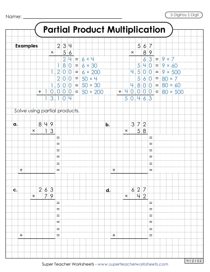 3-Digit by 2-Digit - Partial Products Graph Paper (3-Digit by 2-Digit) 3-Digit by 2-Digit - Partial Products Graph Paper (3-Digit by 2-Digit)