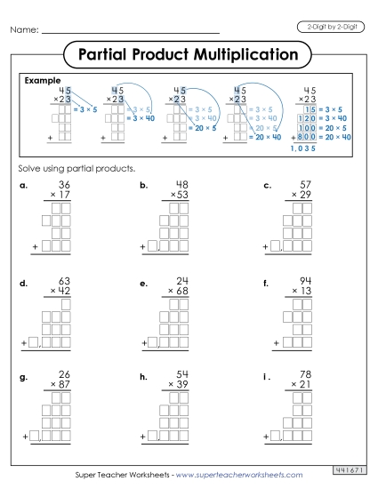 2-Digit by 2-Digit - Partial Products Multiplication: 2-Digit by 2-Digit