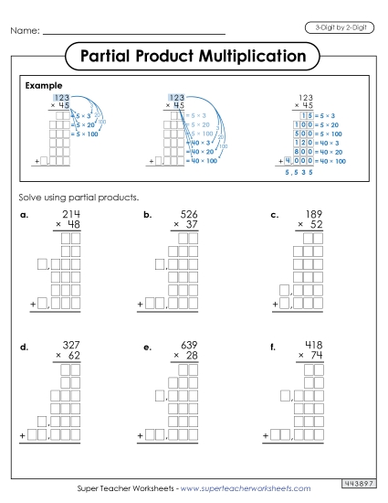 3-Digit by 2-Digit - Partial Products Multiplication: 3-Digit by 2-Digit