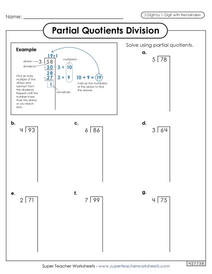 2-Digit Dividends - Partial Quotients 2-Digit by 1-Digit Division (including Remainders) 2-Digit Dividends - Partial Quotients 2-Digit by 1-Digit Division (including Remainders)
