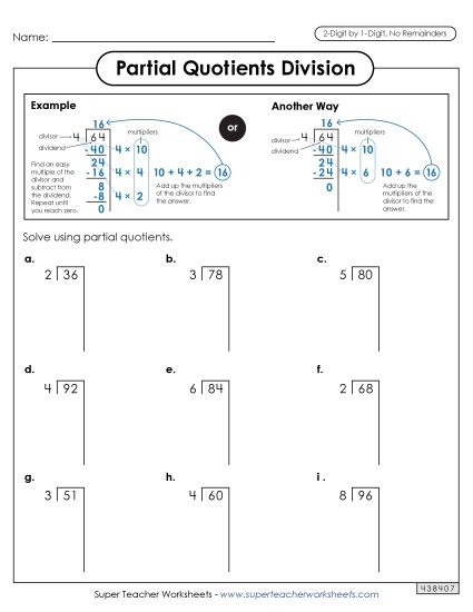 2-Digit Dividends - Partial Quotients 2-Digit by 1-Digit Division (without Remainders) 2-Digit Dividends - Partial Quotients 2-Digit by 1-Digit Division (without Remainders)