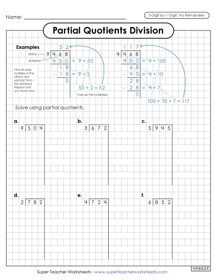 Partial Quotients - Partial Quotients (Graph Paper) 3-Digit by 1-Digit Division (No Remainders) Partial Quotients - Partial Quotients (Graph Paper) 3-Digit by 1-Digit Division (No Remainders)