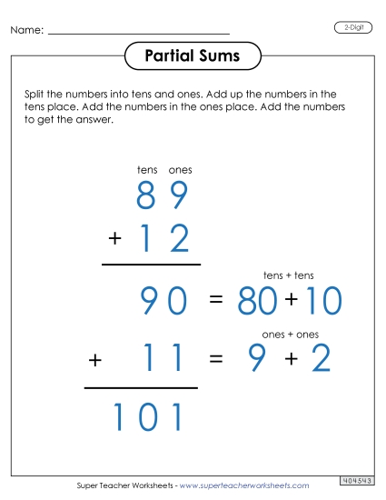 Partial Sums - Partial Sums Anchor Chart (2-Digit)