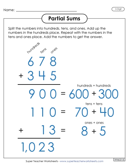 Partial Sums - Partial Sums Anchor Chart (3-Digit)