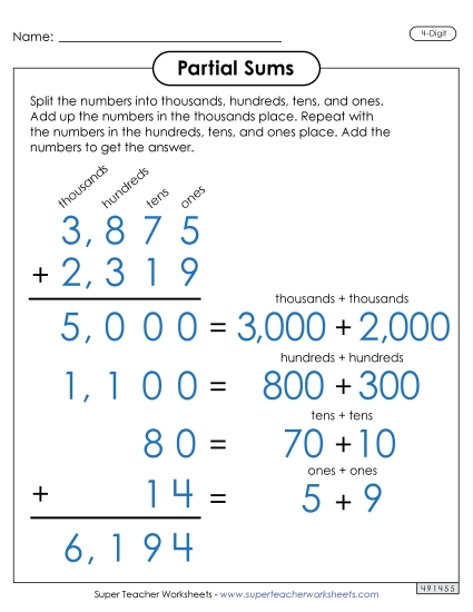 Partial Sums - Partial Sums Anchor Chart (4-Digit)