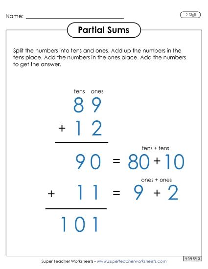 2-Digit Addition - Partial Sums Anchor Chart Tool (2-Digit Numbers) 2-Digit Addition - Partial Sums Anchor Chart Tool (2-Digit Numbers)