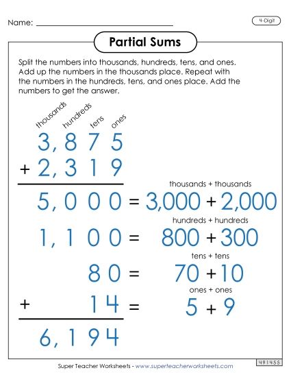 4-Digit Addition - Partial Sums Anchor Chart Tool (4-Digit Numbers) 4-Digit Addition - Partial Sums Anchor Chart Tool (4-Digit Numbers)