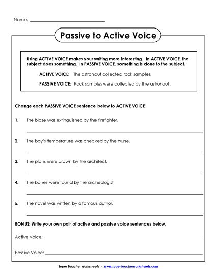 Rewrite Passive Voice as Active Voice - Passive to Active Voice Rewrite Passive Voice as Active Voice - Passive to Active Voice