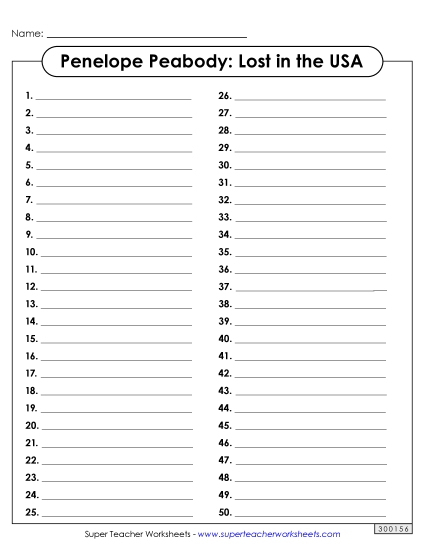 Penelope Peabody Answer Sheet