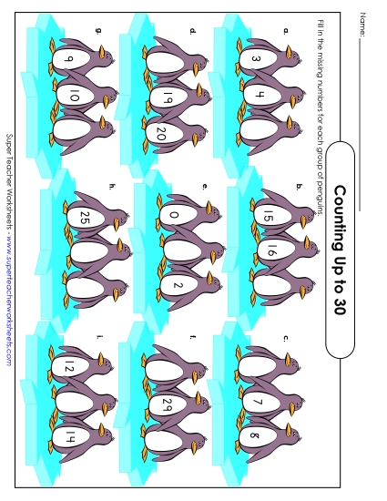 Counting Up to 30 - Penguin Counting