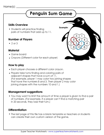 Sum Game - Penguin Sum Game
