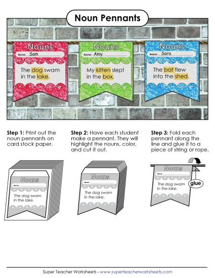 Basic Nouns - Pennant Flags: Nouns Basic Nouns - Pennant Flags: Nouns