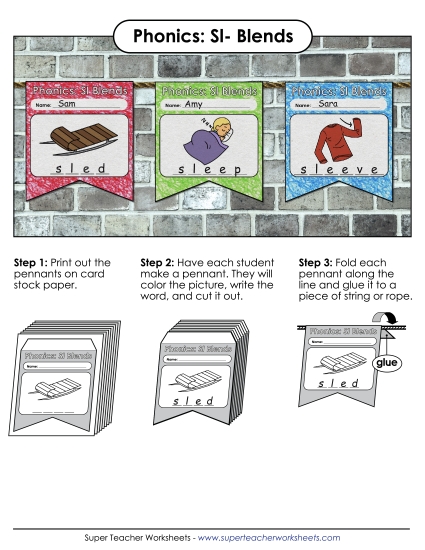 Cut and Glue Activities - Pennant (Sl- Words) Cut and Glue Activities - Pennant (Sl- Words)