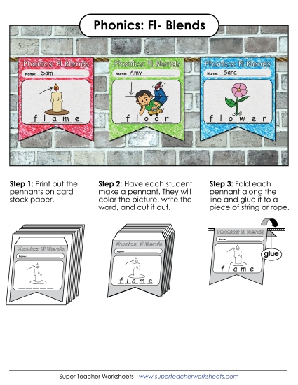 Cut and Glue Activities - Pennants (Fl- Blends) Cut and Glue Activities - Pennants (Fl- Blends)