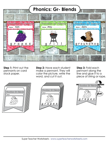Cut and Glue Activities - Pennants (Gr- Words)