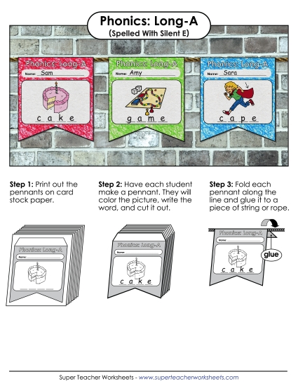Cut & Glue Activities - Pennants (Long A Words)