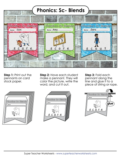 Cut and Glue Activities - Pennants (Sc- Words)