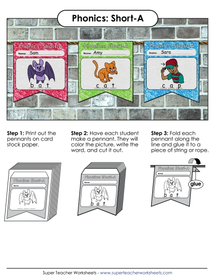 Cut & Glue Activities - Pennants (Short A Words) Cut & Glue Activities - Pennants (Short A Words)
