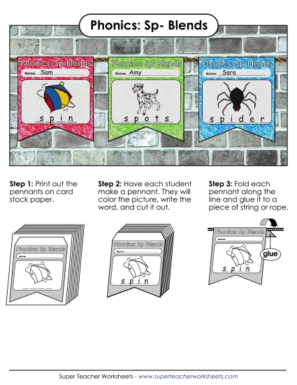Cut and Glue Activities - Pennants (Sp- Words) Cut and Glue Activities - Pennants (Sp- Words)