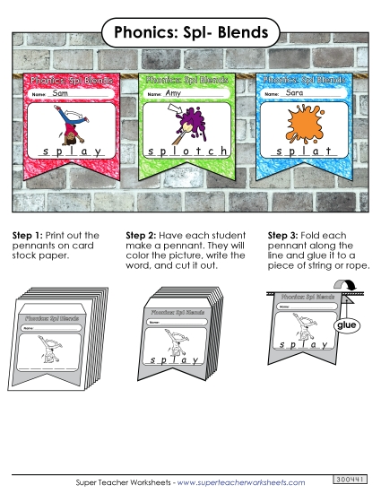 Cut-and-Glue Activities - Pennants (Spl- Words)