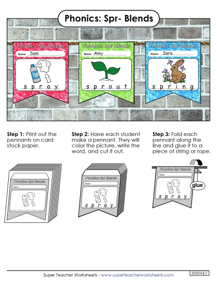 Cut and Glue Activities - Pennants (Spr- Words)