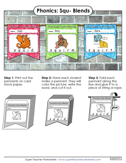 Cut-and-Glue Activities - Pennants (Squ- Words) Cut-and-Glue Activities - Pennants (Squ- Words)