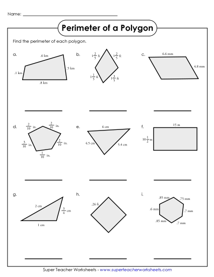 Advanced (Includes Decimals & Fractions) - Perimeter of Polygons (Advanced)