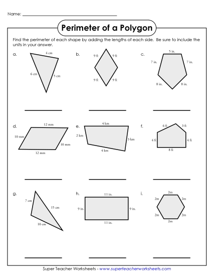 Basic (Simple Shapes & Whole Numbers) - Perimeter Polygons (Basic)