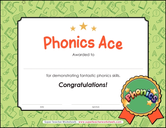 Reading & Writing Awards - Phonics Award Reading & Writing Awards - Phonics Award
